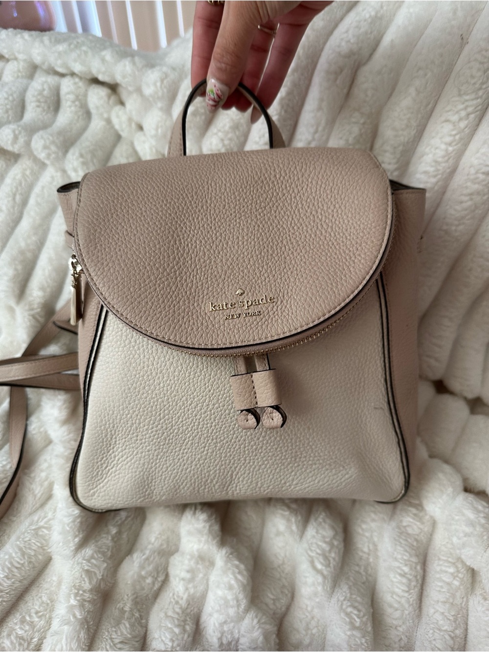 kate spade Pink & Cream Pebbled Leather Mini Backpack
